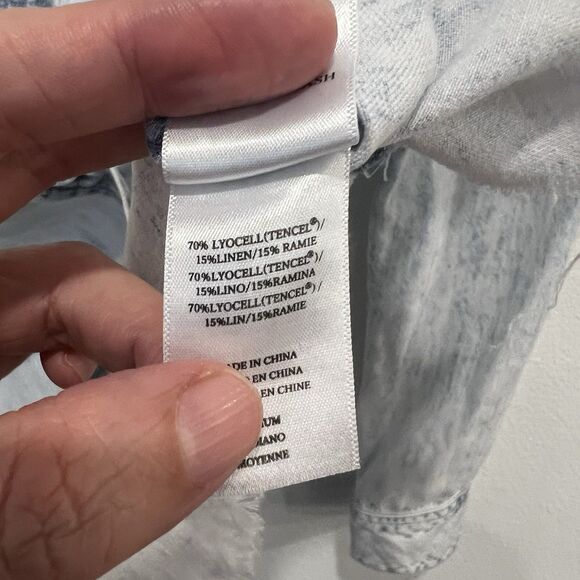 Rails Womens Ingrid Raw Hem Button Down Shirt Long Sleeve Chambray Acid Wash M - Picture 6 of 9